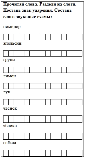 слоговые схемы слов